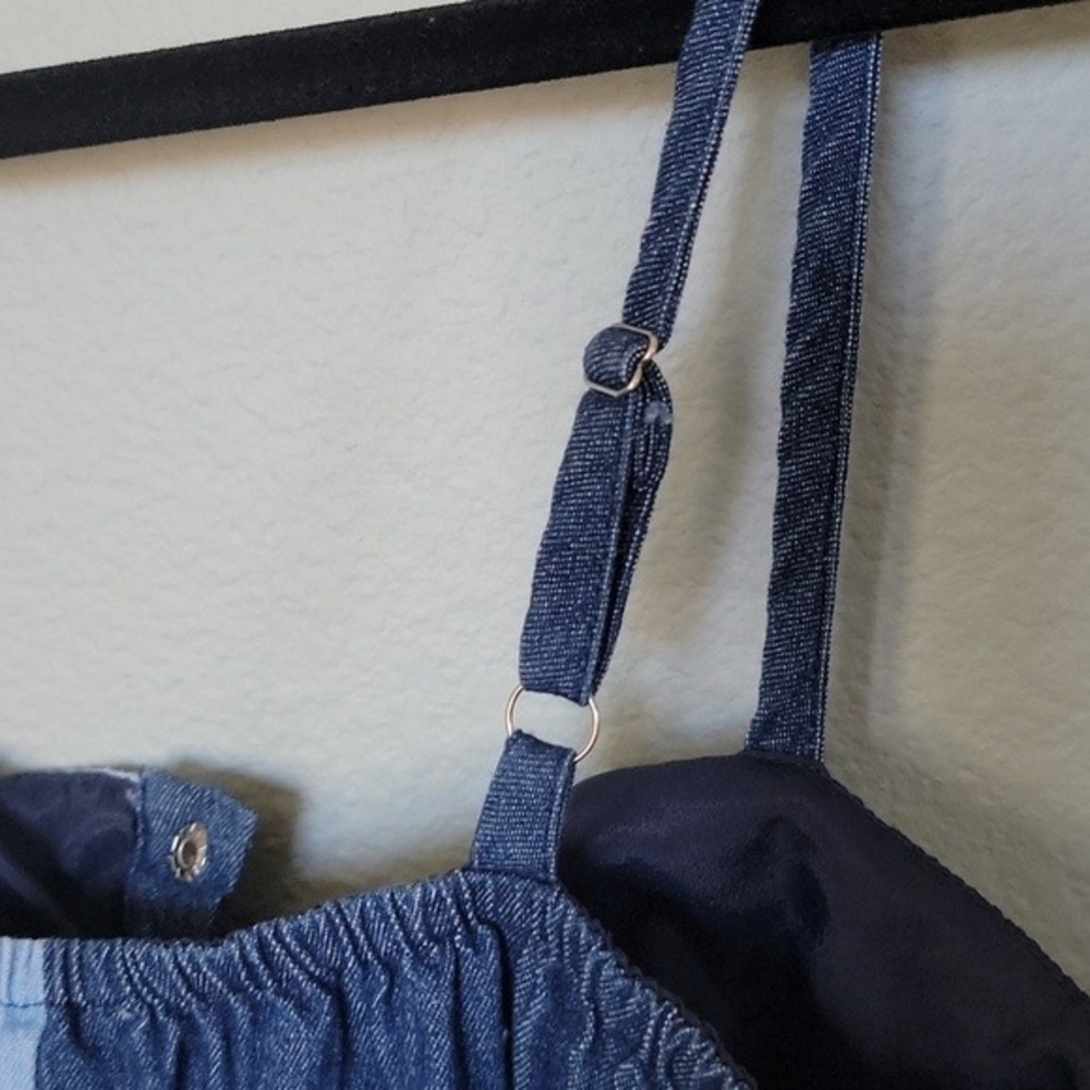 L'atiste 90's Y2K Summer Patchwork Sleeveless Denim Chambray Romper Jrs. Large - Picture 7 of 10